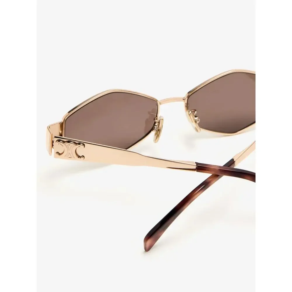 New Celine CL40254U 28A Sunglasses Rose Gold Geometric Shape Authentic